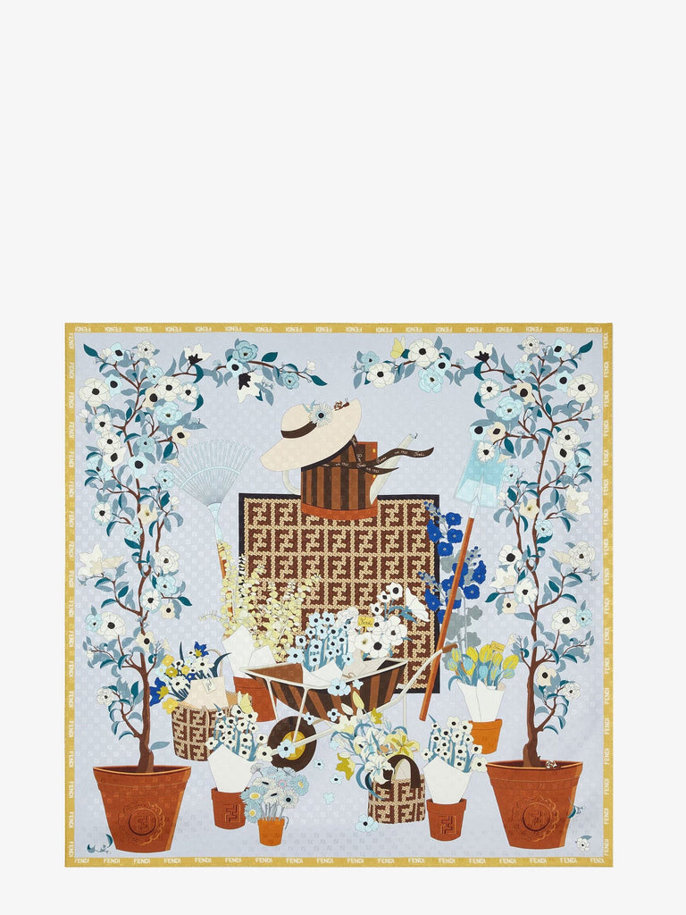 Silk scarf with Gardening print