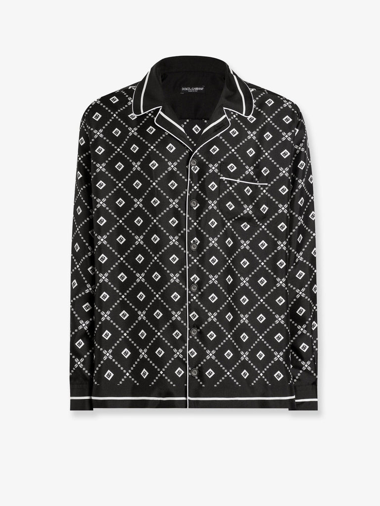 Silk shirt with all-over logo print