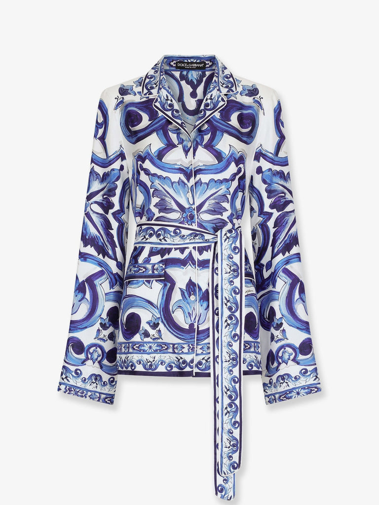 Silk shirt with Maiolica print