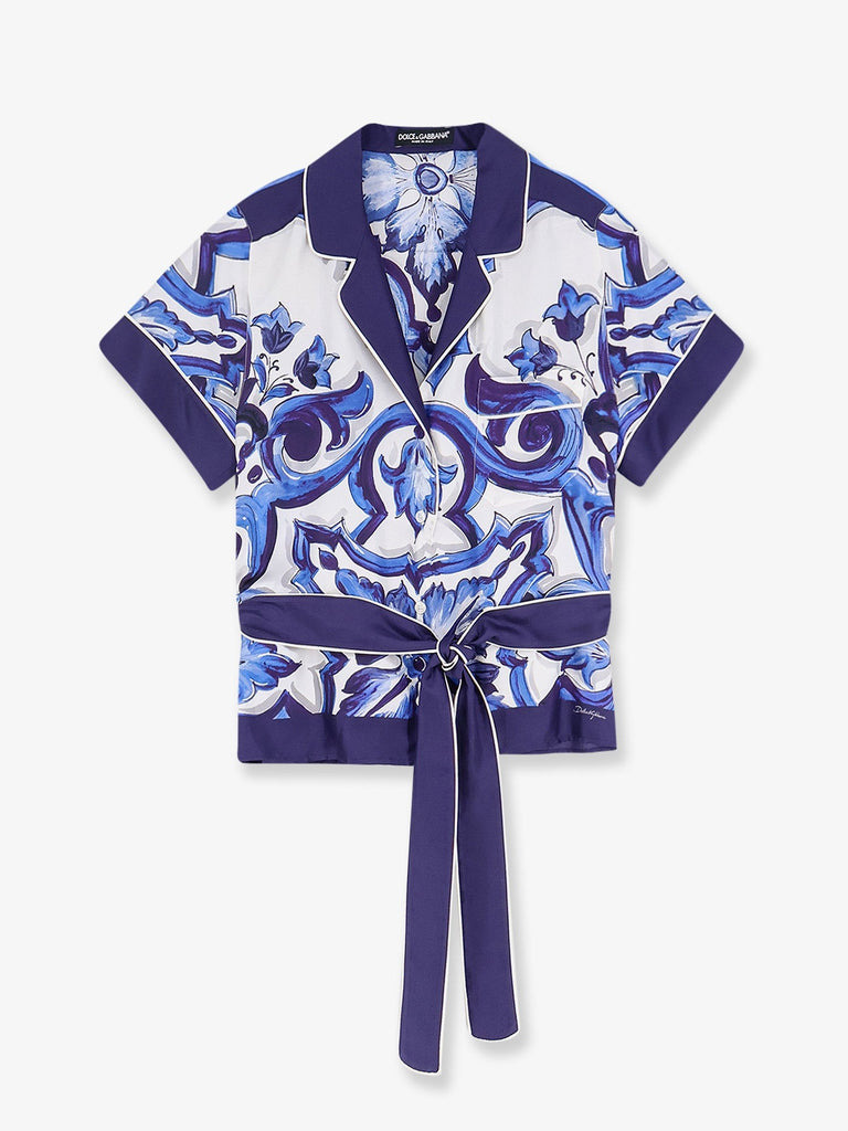 Silk shirt with Maiolica print