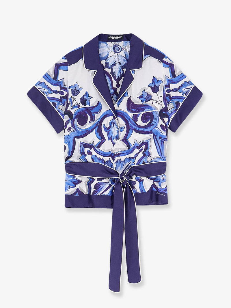 Silk shirt with Maiolica print
