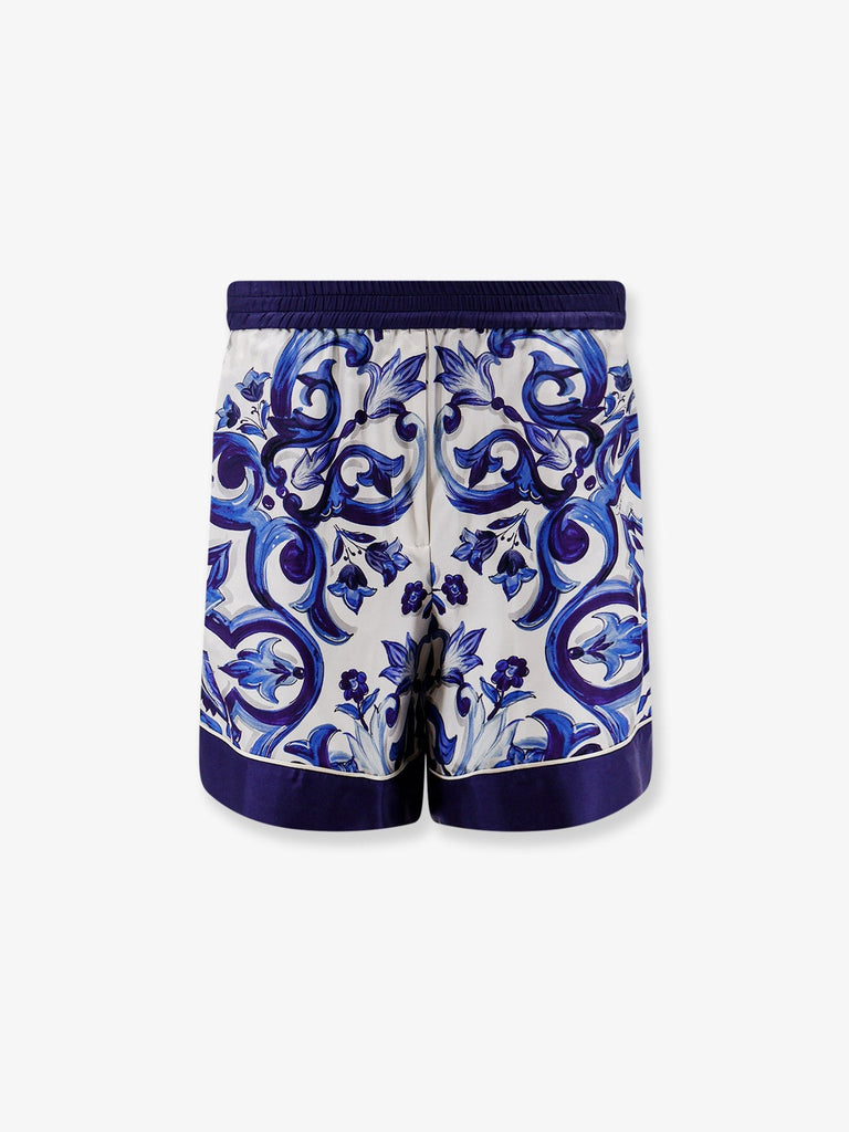 Silk shorts with Maiolica print