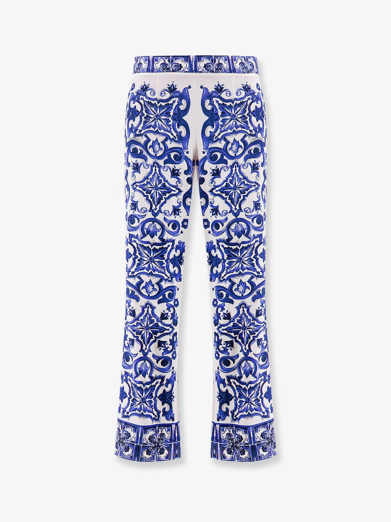 Silk trousers with majolica print