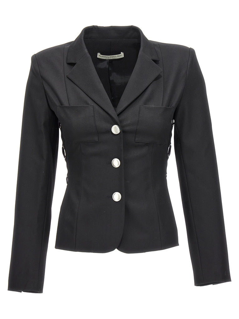 Single breast lace-up blazer jacket