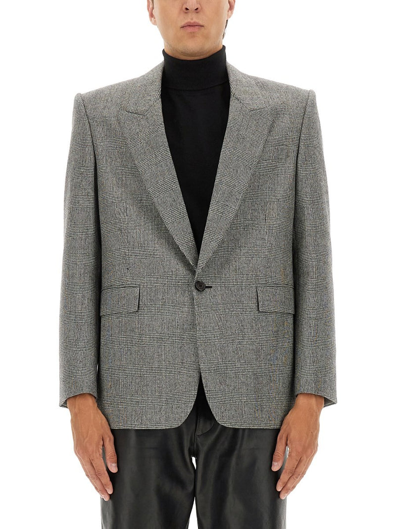 SINGLE-BREASTED WOOL FLANNEL JACKET