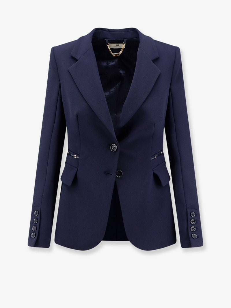 Slim fit blazer with gold logo clamps