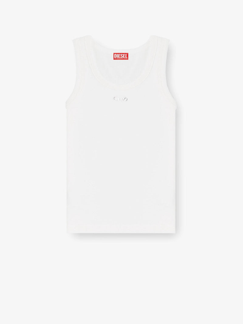 Slim fit ribbed tank top with metal Oval D