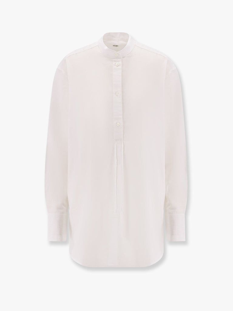 Stand collar organic cotton shirt