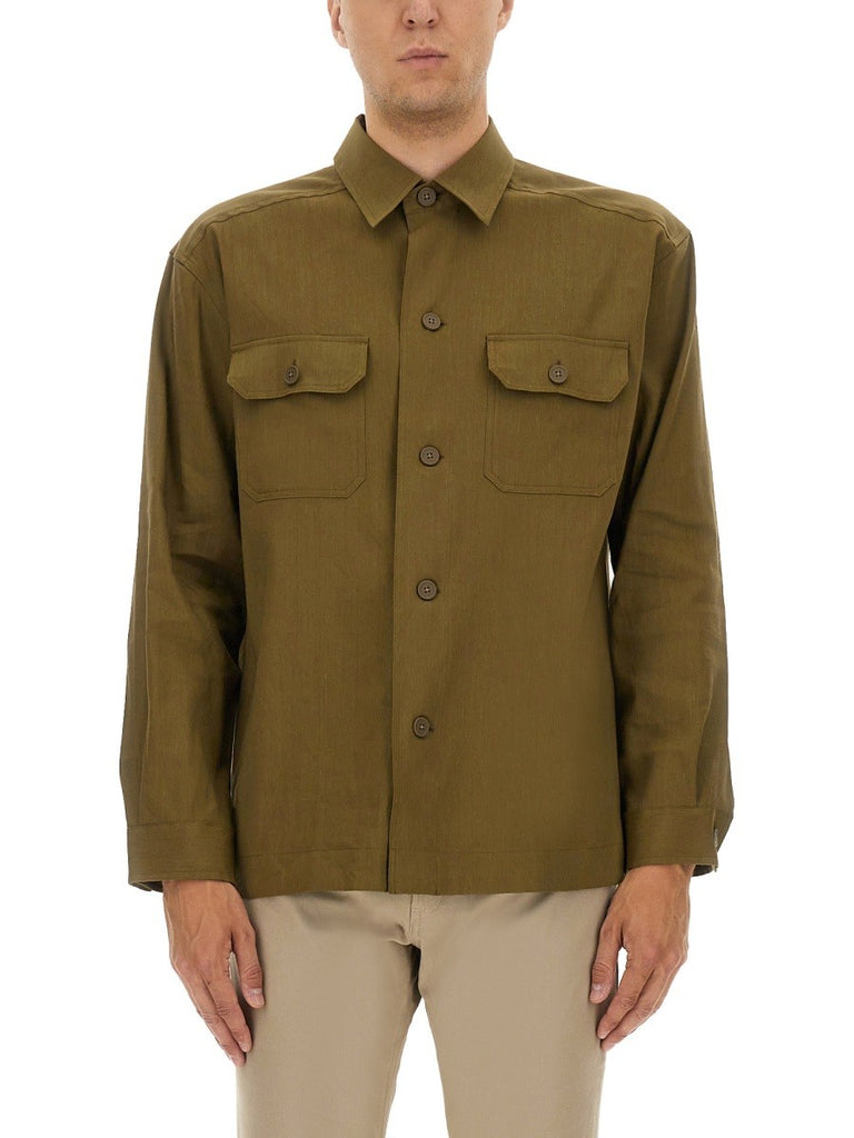 STRETCH LINEN AND VISCOSE SHIRT