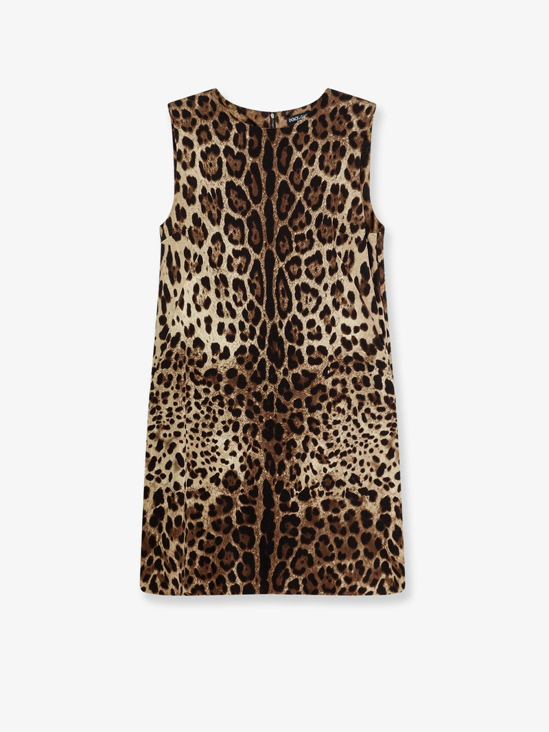 Stretch silk dress with Leopard print