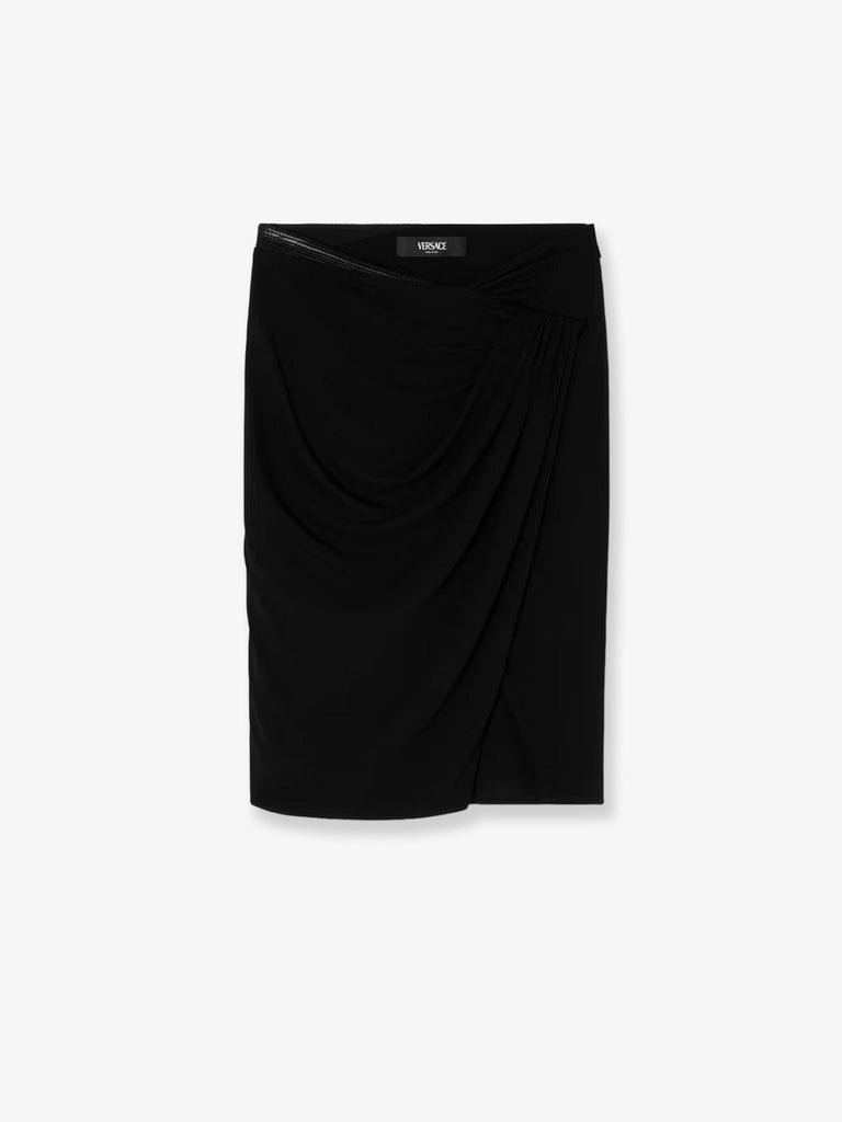 Stretch viscose midi skirt