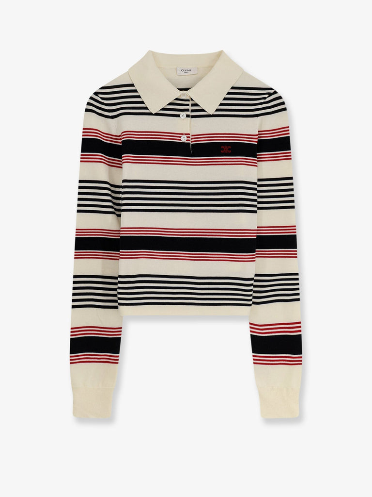 Striped cotton polo sweater