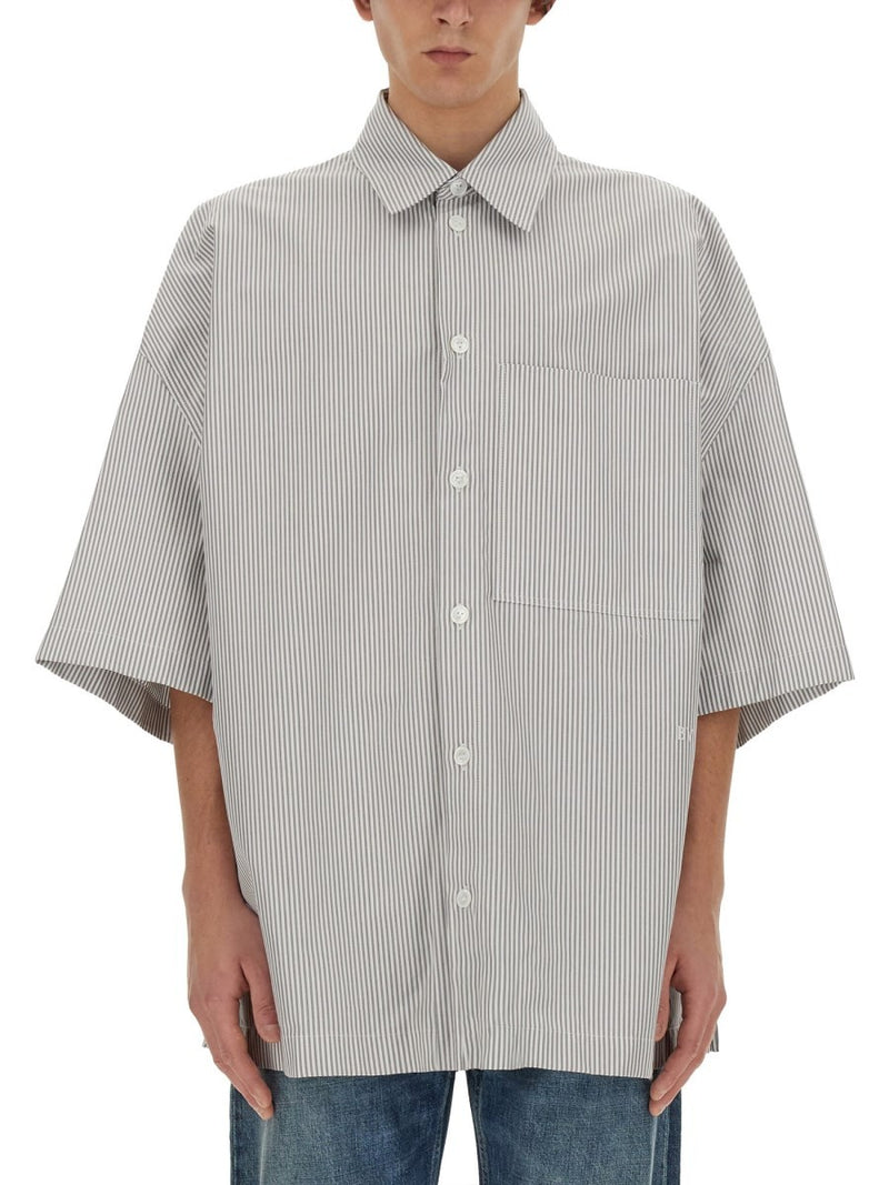 STRIPED OVERSHIRT WITH "BV" EMBROIDERY