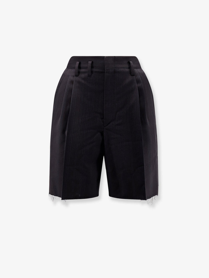 Striped virgin wool shorts