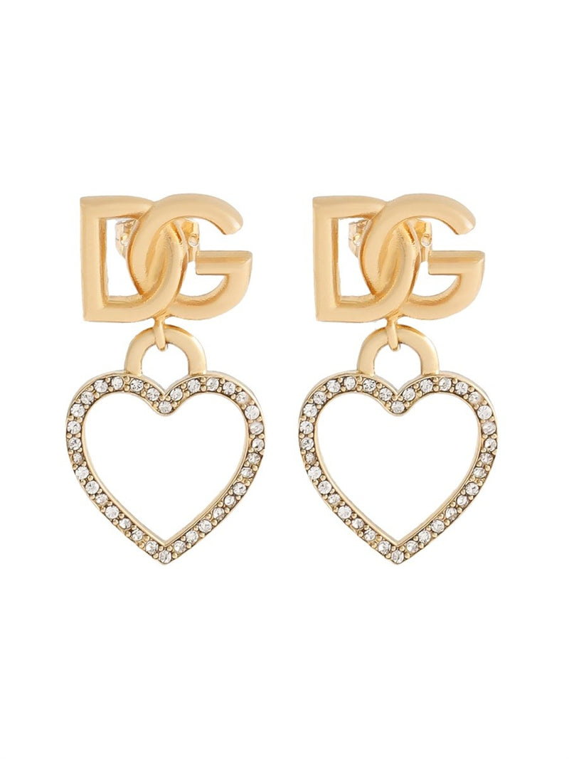 STUD EARRINGS WITH HEARTS AND LOGO