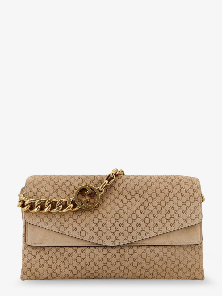 Suede and GG canvas shoulder bag