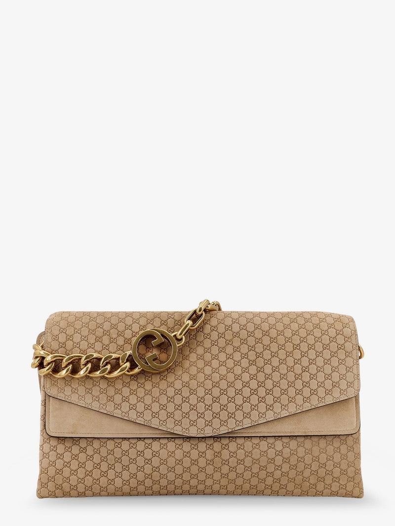 Suede and GG canvas shoulder bag