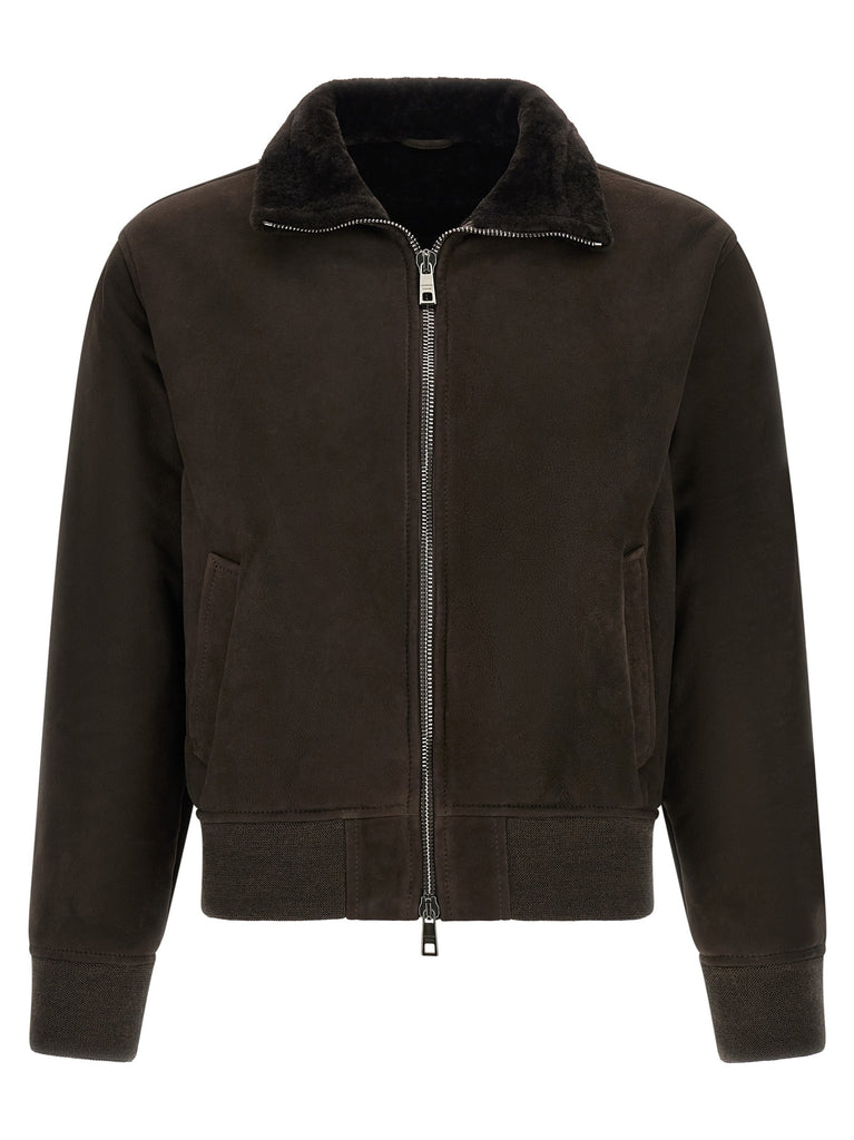 Suede bomber jacket