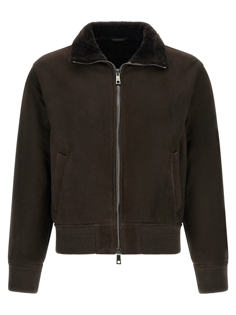 Suede bomber jacket