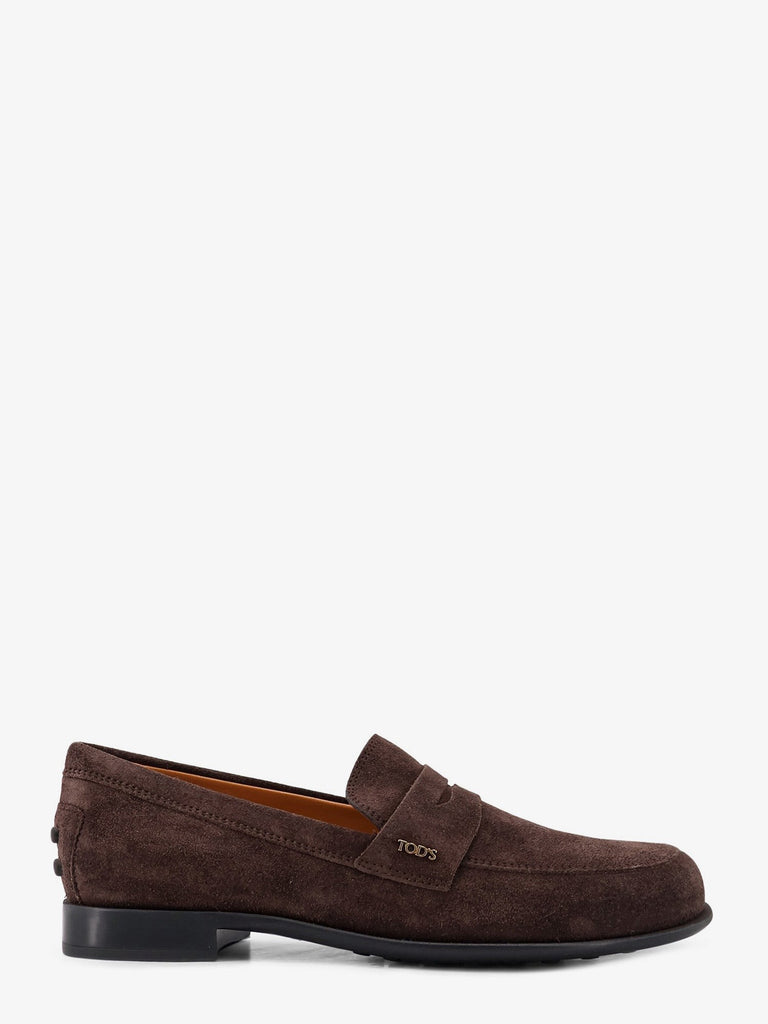 Suede loafers with side logo