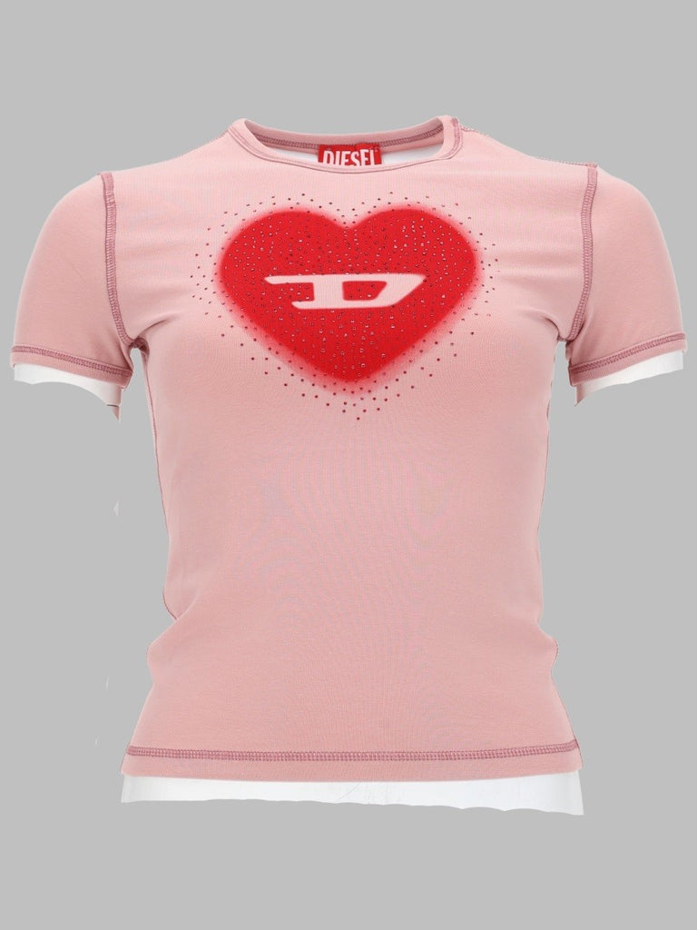T-SHIRT CON STAMPA A CUORE E BORCHIE