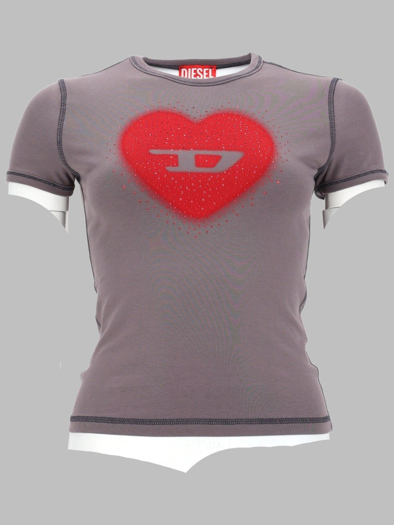 T-SHIRT CON STAMPA A CUORE E BORCHIE
