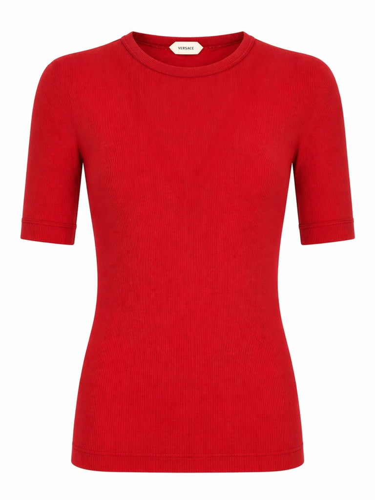 T-SHIRT IN LANA A COSTE CON RICAMO