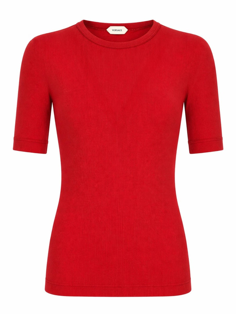 T-SHIRT IN LANA A COSTE CON RICAMO