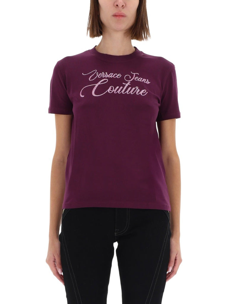 T-SHIRT WITH LOGO AND RHINESTONES
