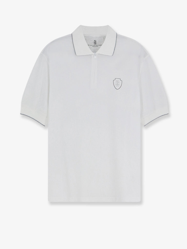 Technical fabric polo shirt with embroidered logo on the front