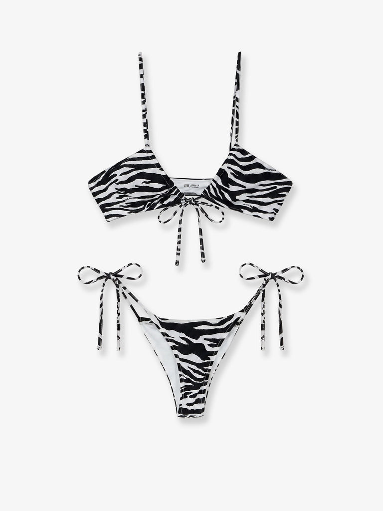 The Attico Il Primo Bagno Lycra Bikini with Zebra Print