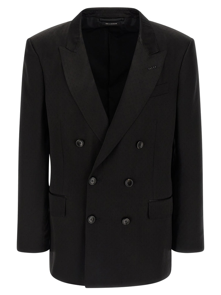 Tone-on-tone polka dot blazer