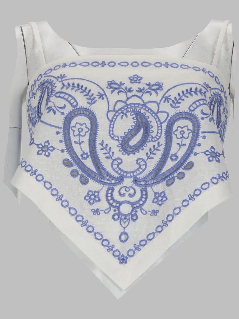 TOP IN LINO CON RICAMO