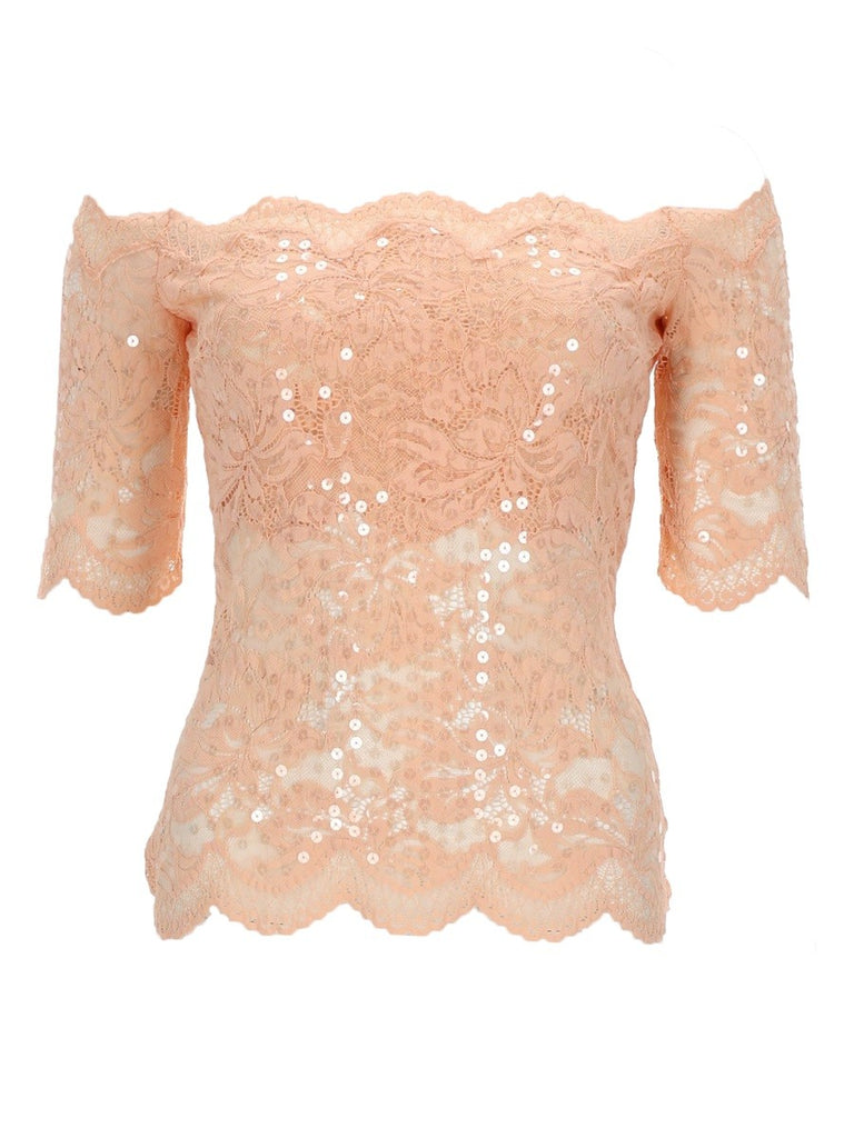 TOP IN PIZZO CON PAILLETTES