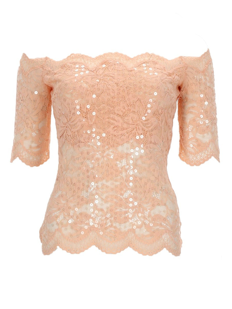 TOP IN PIZZO CON PAILLETTES
