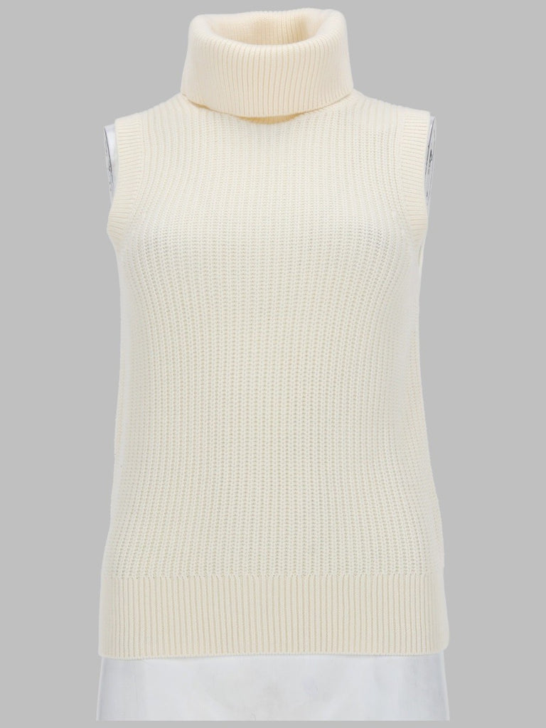 TOP SMANICATO A COLLO ALTO IN MISTO LANA