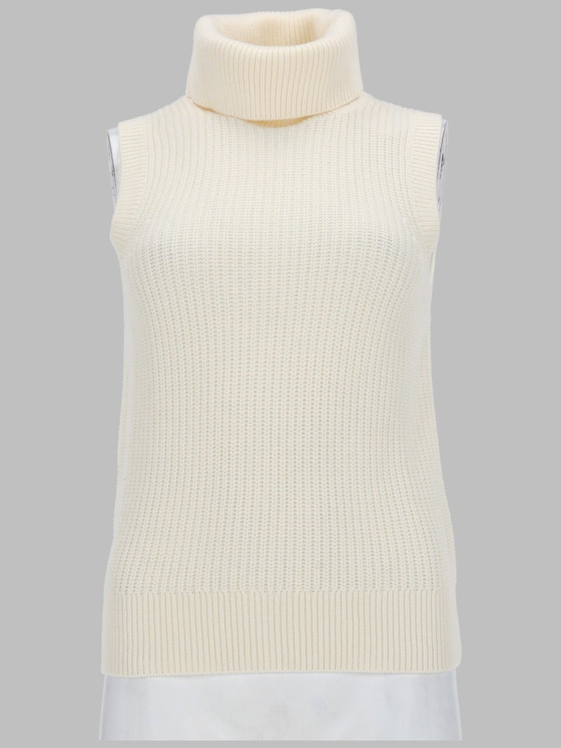 TOP SMANICATO A COLLO ALTO IN MISTO LANA