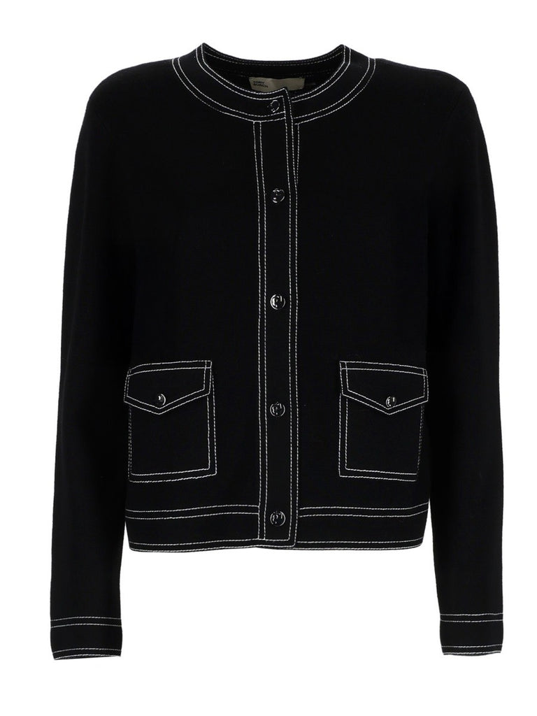 TOPSTITCHED CARDIGAN