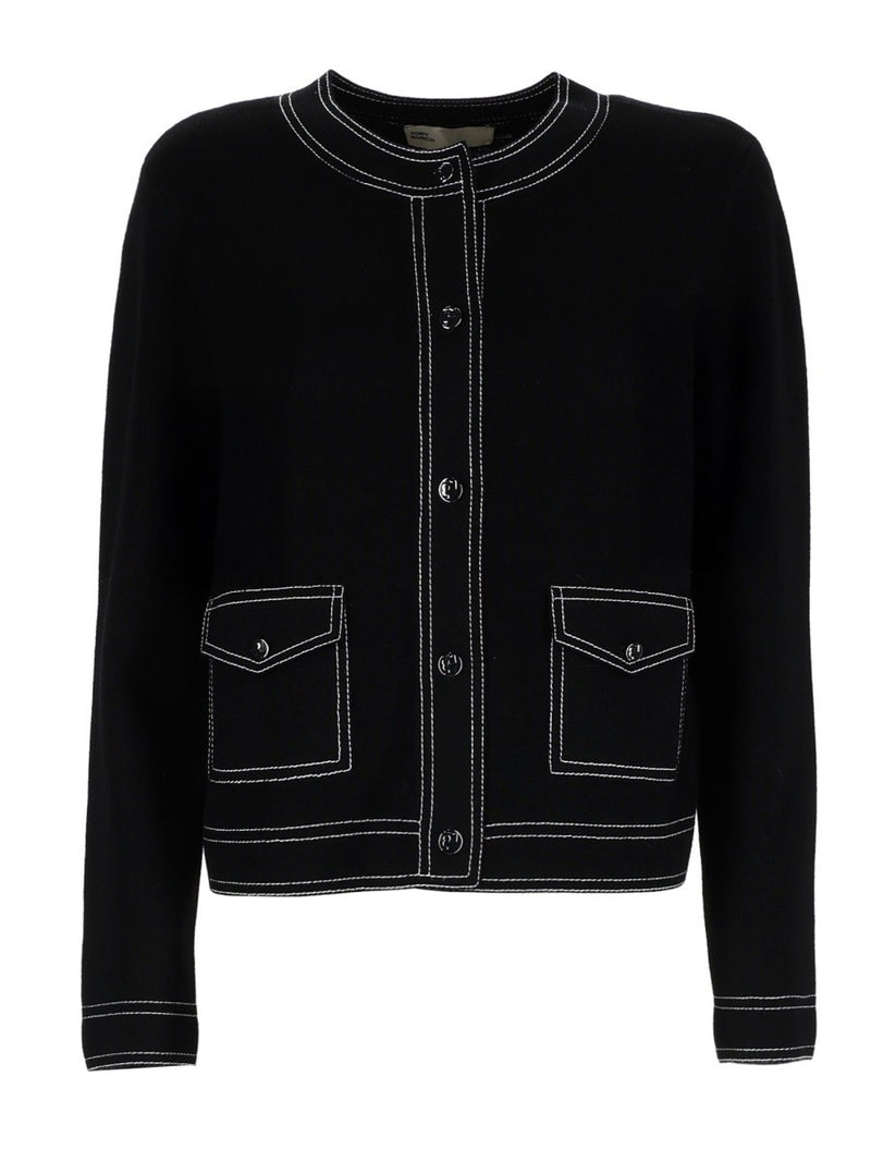 TOPSTITCHED CARDIGAN