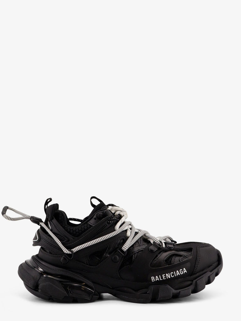 Track mesh sneakers with double laces