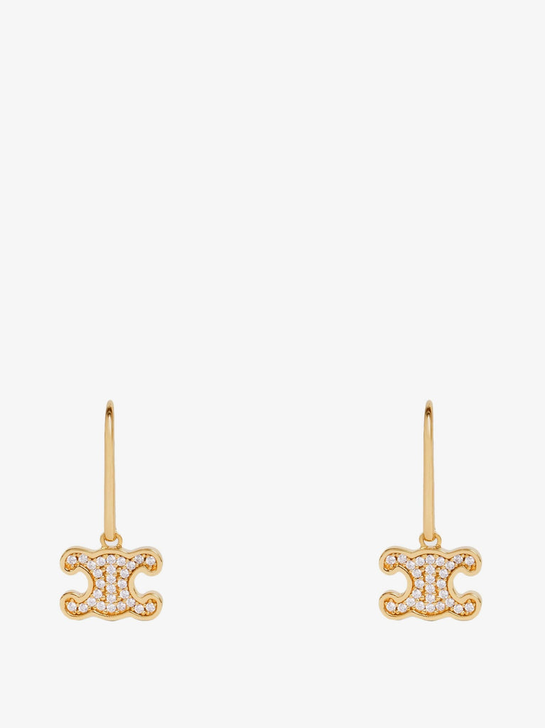 Triomphe brass earrings with rhinestones