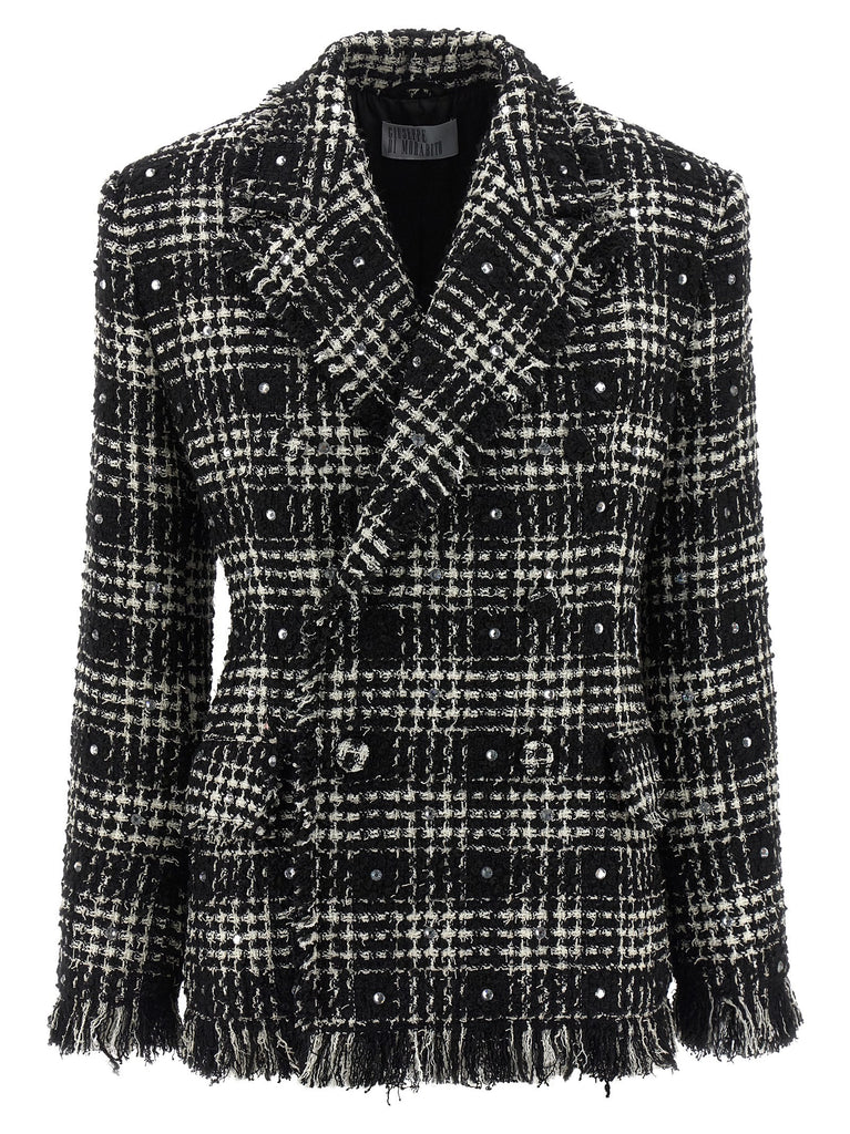 Tweed and rhinestone blazer
