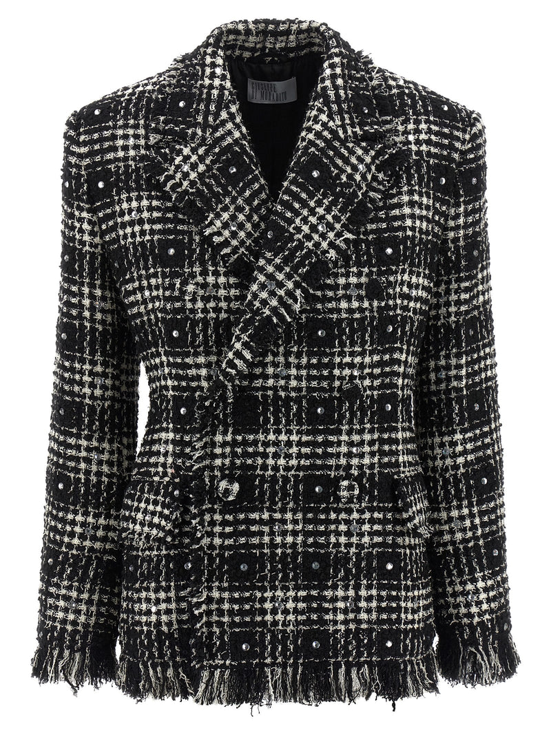 Tweed and rhinestone blazer