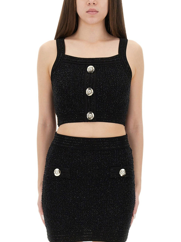 TWEED CROP TOP
