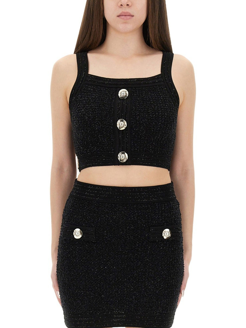 TWEED CROP TOP