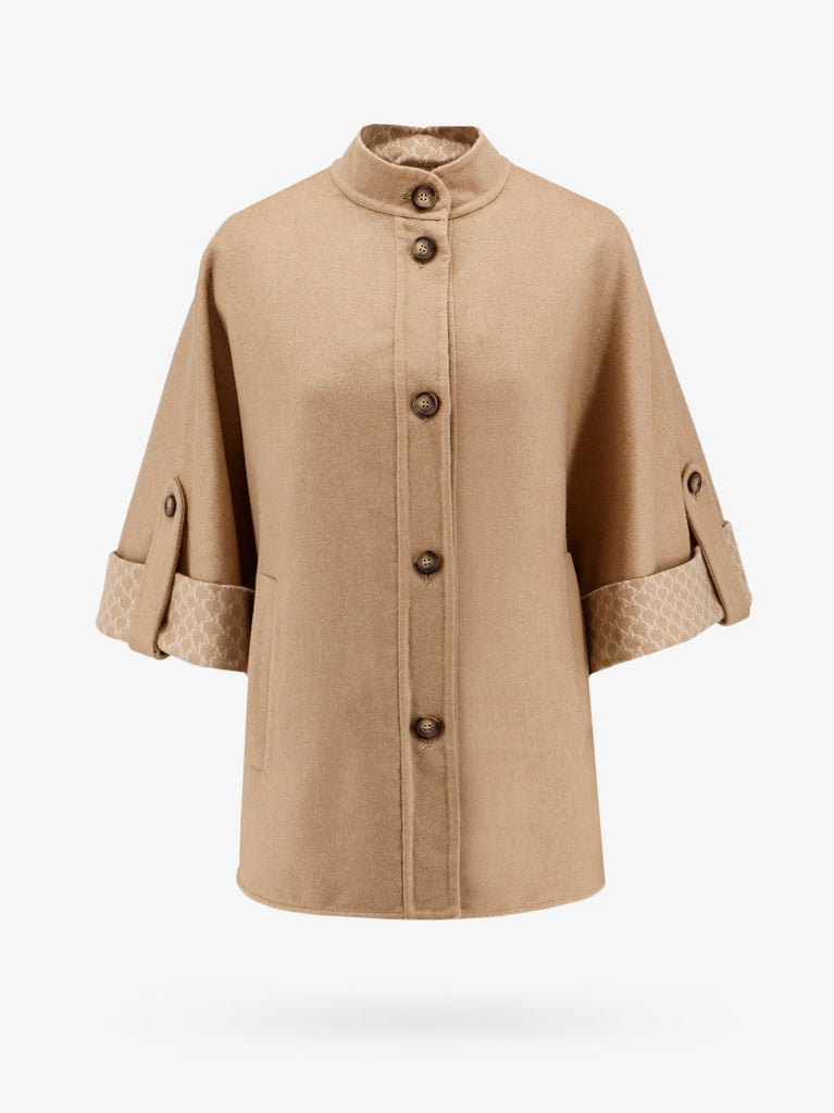 Virgin wool and cashmere cape wih pockets on the front