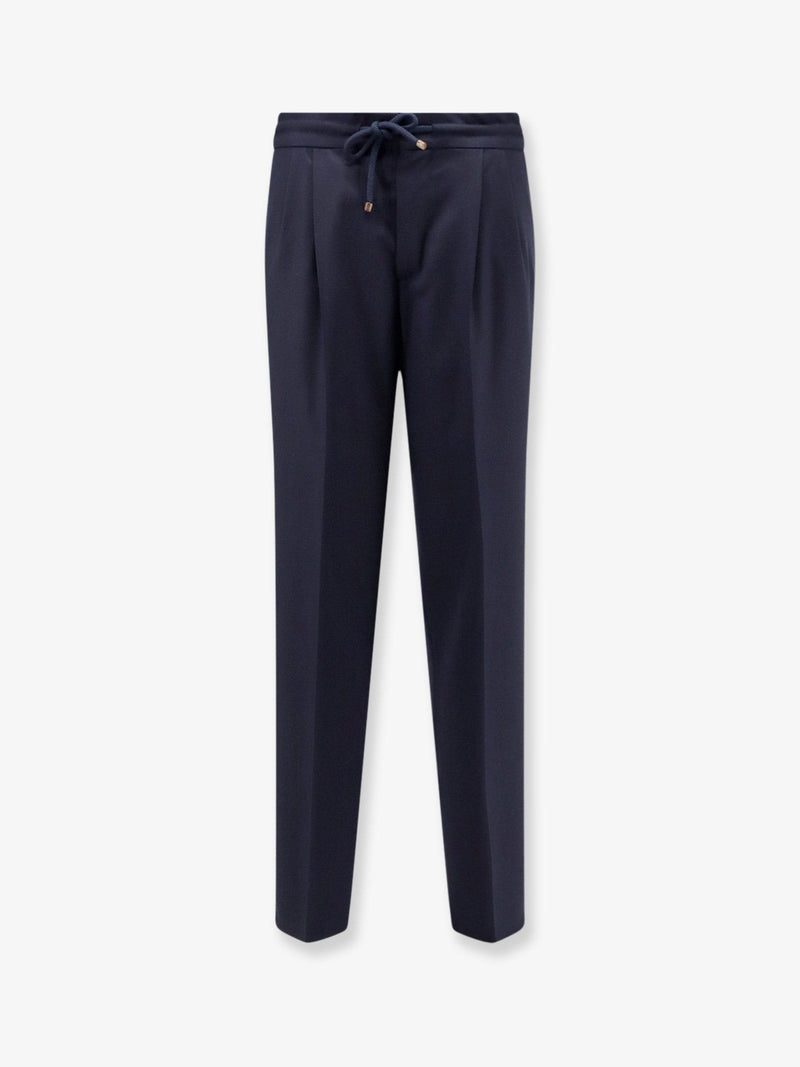 Virgin wool trousers with adjustable drawstring