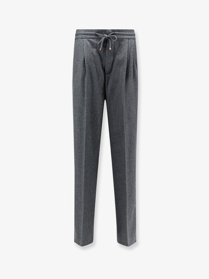 Virgin wool trousers with adjustable drawstring