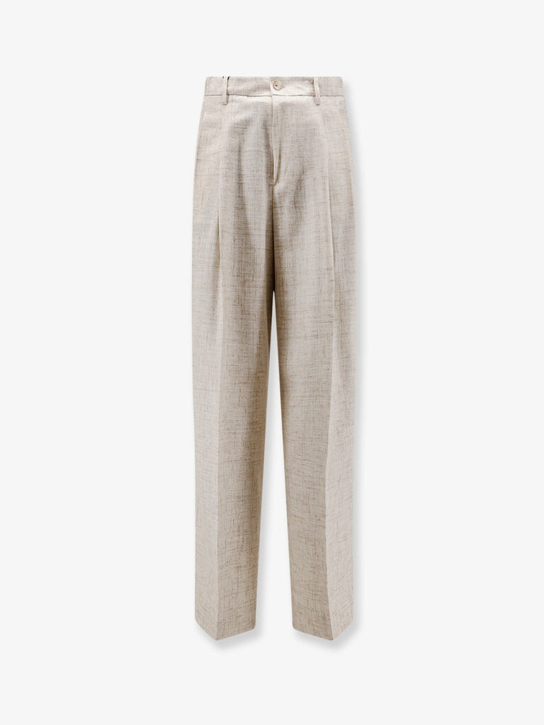 Viscose and linen blend trousers with tweed effect