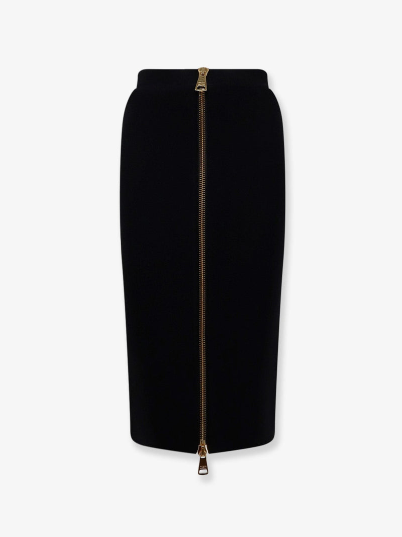 Viscose and nylon skirt with zip